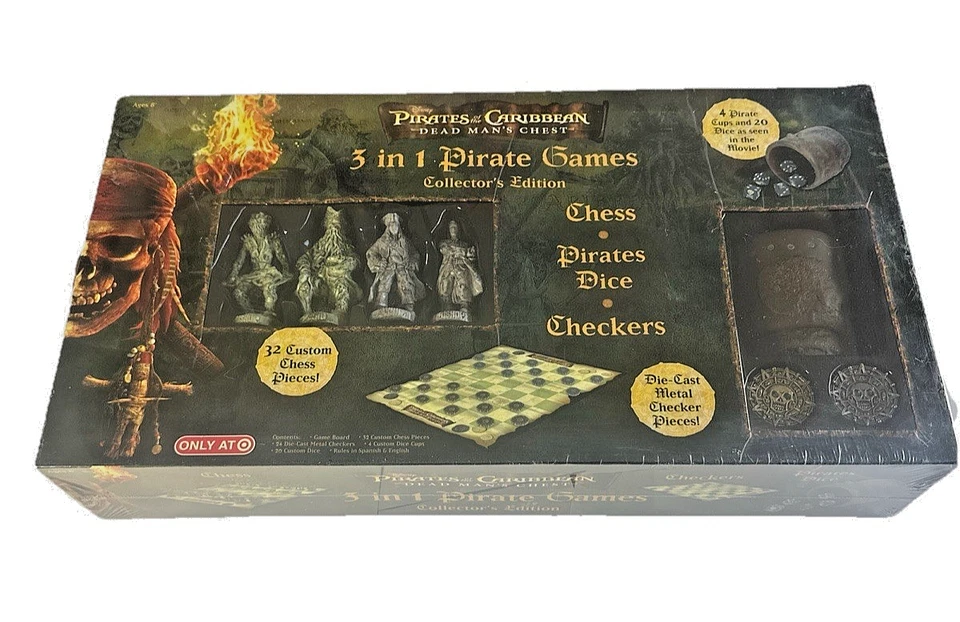 2006 Pirates of the Caribbean Dead Man's Chest 3 in 1 Checkers, Chess, Dice Game - Image 1 of 4