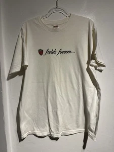 Vintage The Beatles Shirt XL 90s Strawberry Fields Forever Vtg Band Off White - Picture 1 of 7
