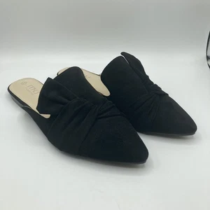 MUSSHOE Womens Size 9.5 Black Slip On Mules Pointed Toe Flats Faux Suede - Picture 1 of 10