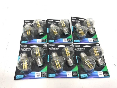 LOTE DE 12 Feit Eléctrico 60W Equiv G16.5 Regulable LED Bombilla Vintage 5000K Foto 1 de 2