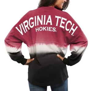 Virginia Tech Hokies Women's Ombre Long Sleeve Dip-Dyed Spirit Jersey - NWT L - Picture 1 of 6