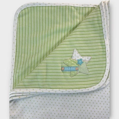 Manta de lunares a rayas verdes Carters Sweet Baby Star Lovey Security Patchwork Foto 1 de 4