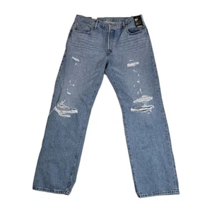 Jeans Levi's 501 anni 90 uomo 33x32 blu chiaro denim invecchiato bottoni strappati mosca - Foto 1 di 18