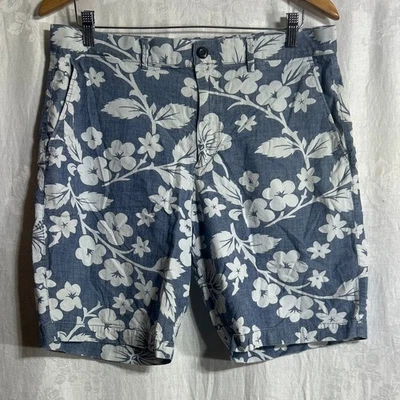 Gap Bermuda Shorts 33 10" Inseam Blue White Floral Tropical Preppy Stretch - Image 1 of 4