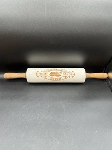 Vintage braun Keramik goldene Korn Brot Werbung Nudelholz - Bild 1 von 6