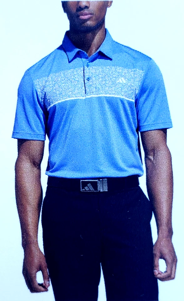 adidas Men's Stretch Short Sleeve Chest Print Golf Polo Shirt MEDUIM
