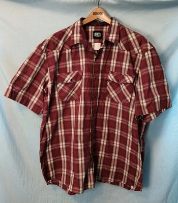 KEY 1908 MEN'S 2XL TALL PLAID ONYX SNAP SHORT SLEEVE WESTERN SHIRT  - Image 1 of 3