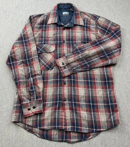 Vintage Fieldmaster Shirt Men Medium Red Blue Plaid Flannel Wool Blend Outdoor - Picture 1 of 12