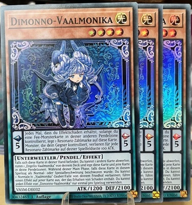 3x Dimonno-Vaalmonika (VASM-DE032) Super Rare Yu-Gi-Oh! 1.Auflage (Playset) - Bild 1 von 4