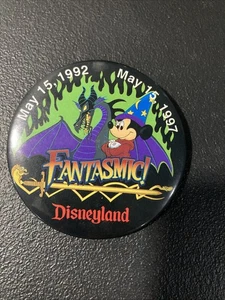 Disneyland FANTASMIC Pin Button, 1990s 3” Mickey Sword Dragon - Picture 1 of 4