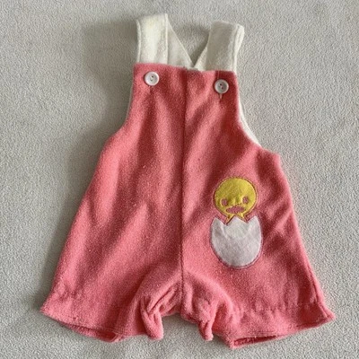 Mono de felpa rosa vintage Healthtex bebé niña pollito primavera Pascua 3 meses Foto 1 de 4