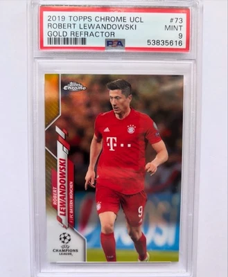 2019 Topps Chrome UEFA Robert Lewandowski Gold Refractor #16/50 PSA 9 - Image 1 of 2