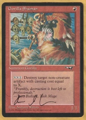 Artist Signed -  Gorilla Shaman  (Alliances,  English)  MTG  Anthony S. Waters - Image 1 of 2