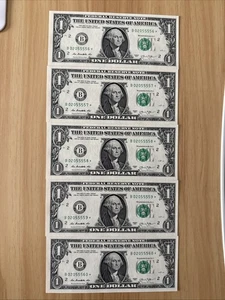 2013 Set Of 5 CONSECUTIVE $1 Dollar Bill Star ⭐️ Notes - Picture 1 of 4