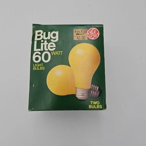 Vintage Lightbulb GE 60 Watt Yellow Bug Lite 2 Pack General Electric Made in USA - Picture 1 of 3