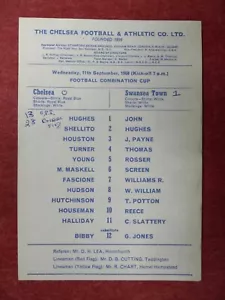CHELSEA v SWANSEA TOWN | 1968/1969 | RESERVES | 11 SEP 1968 | UK FREEPOST - Picture 1 of 2