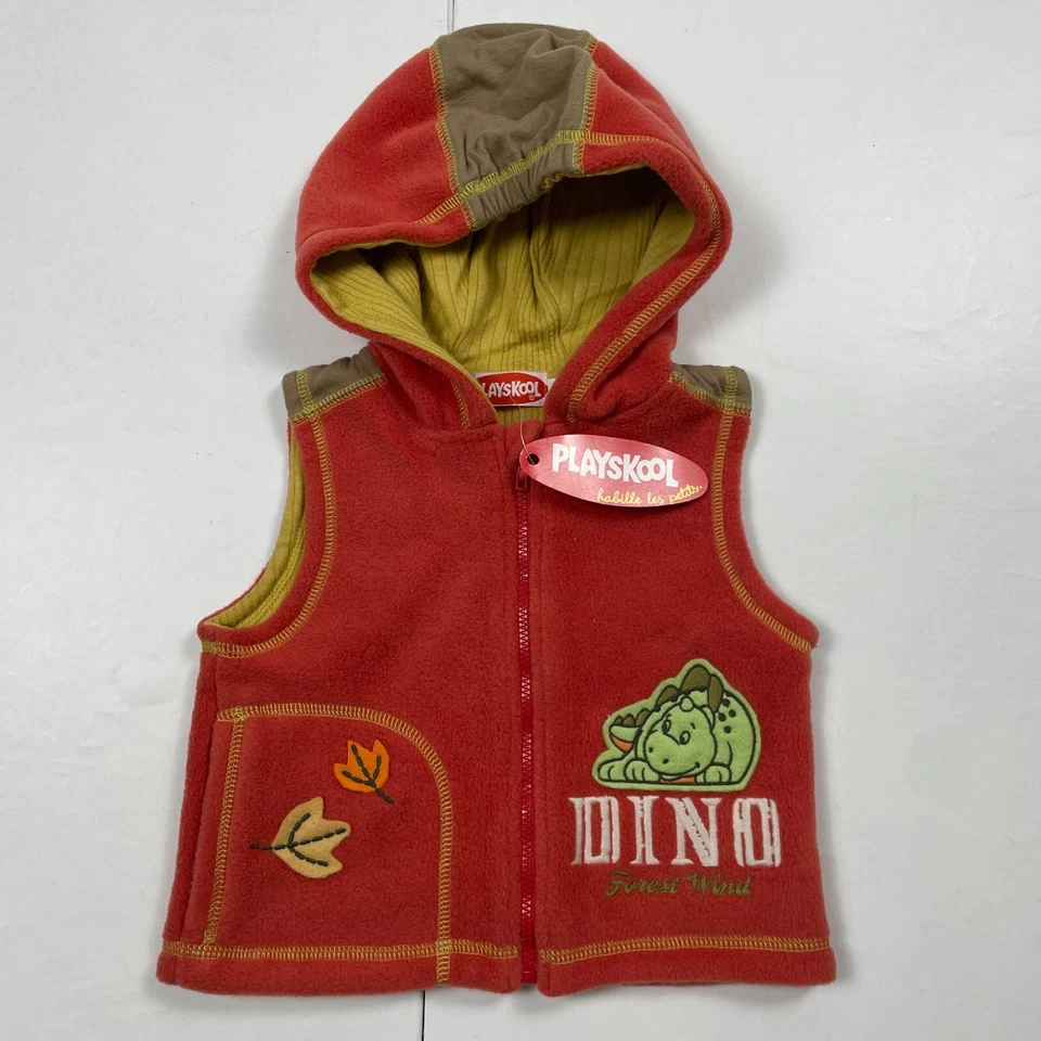 Playskool Fleece 6 meses naranja polar con capucha cremallera completa Dino V... - Imagen 1 de 4