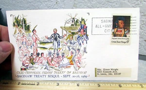 Vintage USA stamp cover envelope, Chippewa Indian Treaty of Saginaw, 1969 - Picture 1 of 3