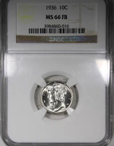1936 Mercury Dime NGC MS66FB Blast White Coin Gem Quality - Picture 1 of 2