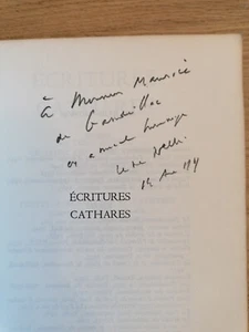 Écritures cathares | René Nelli | Envoi autographe - Bild 1 von 2