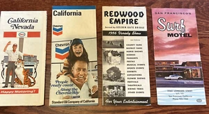 Lotto di 4 mappe stradali da viaggio pieghevoli vintage California Enco Chevron mappa brochure - Foto 1 di 3