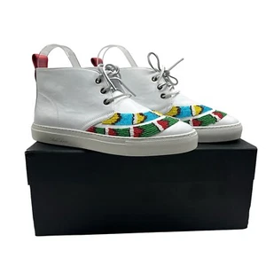Del Toro weiß Leder Chukka Perlen Tribal Sneaker Schuh Herren Größe 9 neu - Bild 1 von 12