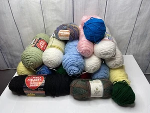 Mixed Lot Red Heart Yarn Lot 11 Items Knit Crochet Craft - Pink Blue White Green - Picture 1 of 12