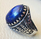 Solid 925 Sterling Silver Natural Lapis Lazuli Gemstone Men's Boys Official Ring
