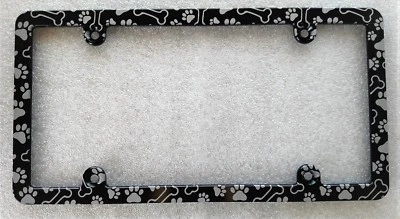 PAWS and BONES, Billet Aluminum Black Anodized License Plate Frame, Slim Line   - Изображение 1 из 2