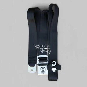 VW Volkswagen Wolfsburg 3 point Seat Belt Chrome Buckle  Bug Ghia BLACK/ Pair - Picture 1 of 7
