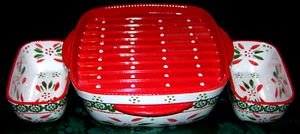 Temptations By Tara Old World Festive Christmas 3qt Casserole & 2 Smaller Bakers - Picture 1 of 2