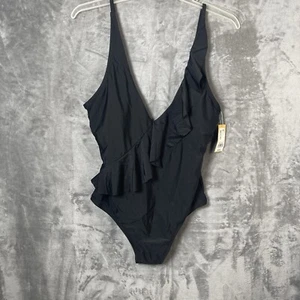 🆕 Kona Sol Damen Badeanzug schwarz Rüschen Einteiler Größe L �� - Bild 1 von 8