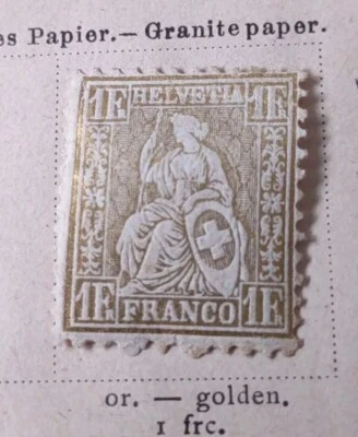 Suiza 1881, Helvetia sentada, oro 1c M H (0102-5) Foto 1 de 2