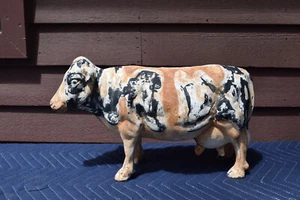 Vintage CAST IRON WELDED METAL Dairy COW Figurine Yard Sculpture 17x7x11 24.5 lb - Picture 1 of 7