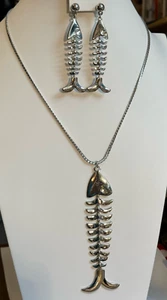 Linea By Louis Dell’Olio Fish Necklace & Earrings in SILVER Crystal &Pink EyesBN - Picture 1 of 8