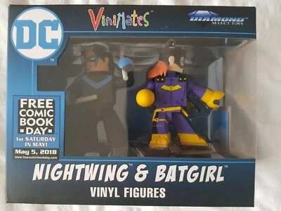Nuevo en caja conjunto de figuras de vinilo Vinimates Nightwing y Batgirl Free Comic Book Day 2018 Foto 1 de 2