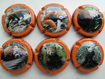 Série de 6 New. capsules de champagne Serge ARMAND, PANDA ROUX