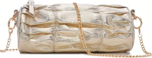 Evening Clutch Bag Shine Bright Metallic PU Crossbody Pleated Gold Bag Purse New - Picture 1 of 7