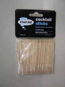 Chef Aid Wooden Party Cocktail Sticks 8cm Pk 200 10E61120 - Picture 1 of 1