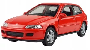 WELLY DieCast 1:34 HONDA CIVIC 1992 ROSSO Nuovo Modello Auto Metallo in Scatola - Foto 1 di 13