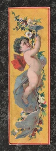 Viktorianischer Chromodruck Fee sammelt Tau oder Nektar aus Blumen 9 x 3 - Bild 1 von 4