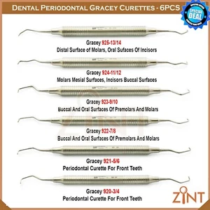 Gracey Curettes Planificación de Raíces Removedor de Cálculo Periodontal Perio Herramientas Juego de 6  - Imagen 1 de 7