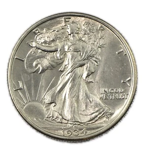 Denver Walking Liberty 1934-D plata medio 50c brillante sin circular BU+ - Imagen 1 de 2