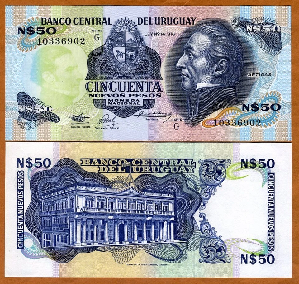 Uruguay, 50 Nuevo Pesos, ND (1989), P-61A, Serie G, UNC - Image 1 of 1