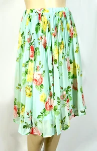 Mint Green Bobeau Layered Sheer Pleated Floral Skirt S - Picture 1 of 4