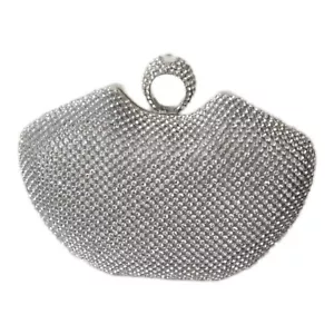 Anillo de plata Diamante Cristal Piedra Bolso de noche Embrague Bolsa Fiesta Fiesta Fiesta Boda - Imagen 1 de 3