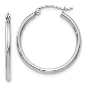 10k 10kt White Gold Polished Hinged Hoop Earrings 25 mm X 24.15 mm - Picture 1 of 2
