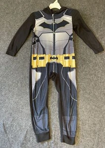 DC Comics Boys Black Fleece Batman Union Suit Hoodie Sleeper Pajama Size 8 - Picture 1 of 4