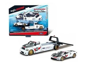 Ford GT Maisto 1:64 Elite Transport Heritage 2021 y plataforma #98 blanco 15108 21A - Imagen 1 de 2