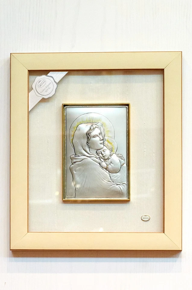 QUADRO  IN ARGENTO  ACCA  MADONNA CON BAMBINO - Immagine 1 di 1